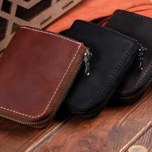 L-Zipper Leather Zip Wallet
